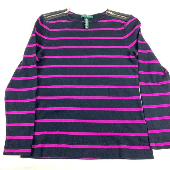 Ralph Lauren-Long Sleeves blouse- BlackPink-Large - Picture 1 of 6